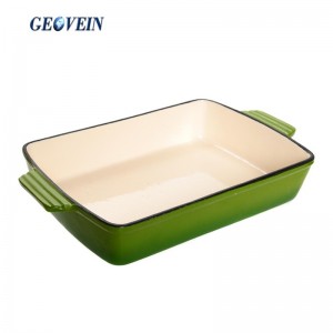 Rectangular Enameled Cast Iron Baking Dish Roasting Pan With Two Helper Handles