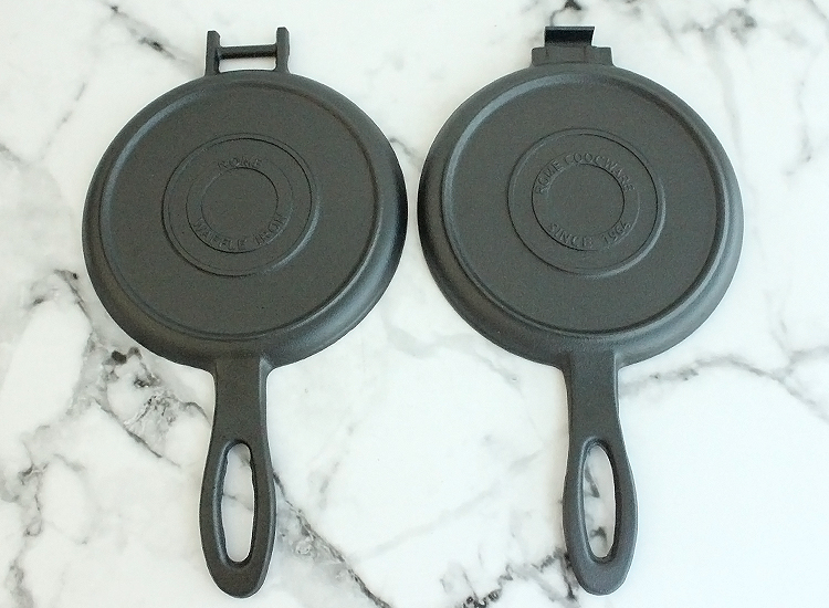 Geovein Pre-Seasoned Cast Iron Stovetop 2-Piece Hinged Waffle Maker
