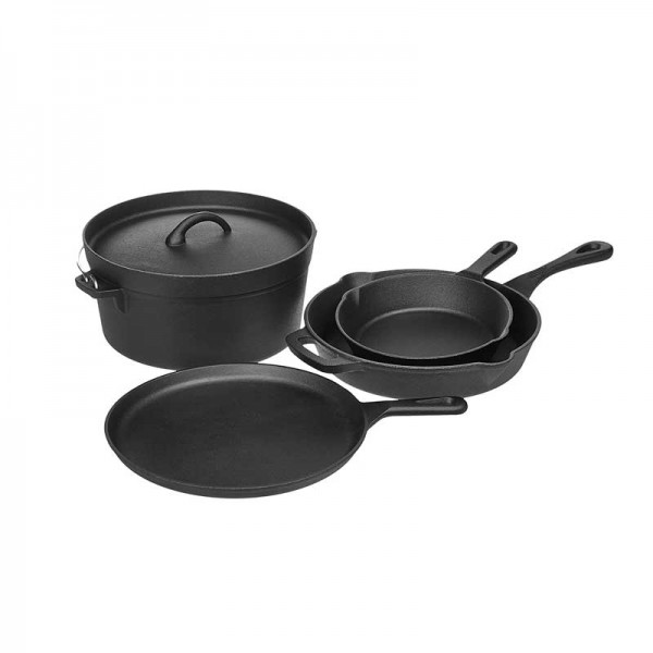 Pre-Seasoned Cast Iron 5-Piece Kitchen Cookware Set