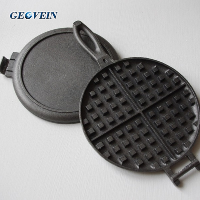 PreSeasoned Cast Iron Stovetop 2Piece Hinged Waffle Maker Cast Iron