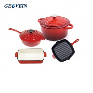 Customized Enamel Cast Iron Cookware Sets for Home kitchen and chef