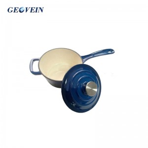 Best selling enameled cast iron round saucepan with long handle