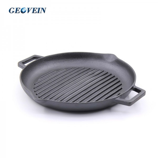 Round  Cast Iron Grill Pan With Two Helper Handles