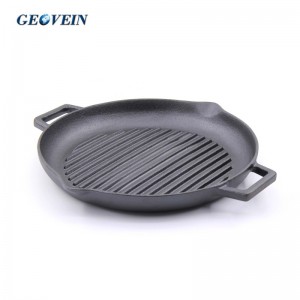 Round  Cast Iron Grill Pan With Two Helper Handles